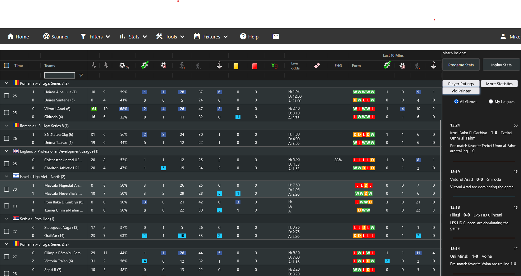 SoccerScanner Dashboard Preview